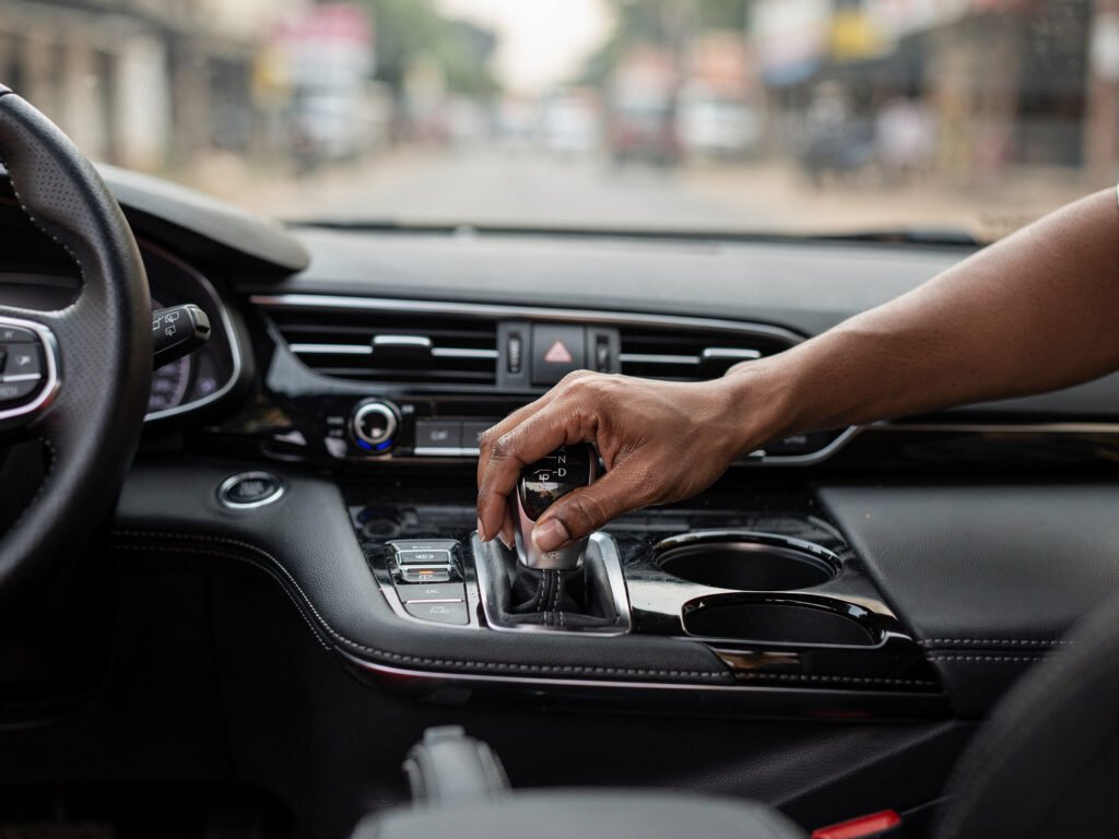 Driver hand on the automatic gear selector