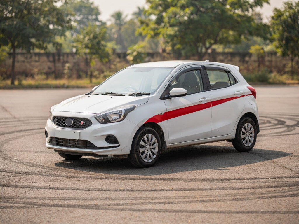 A white training hatchback