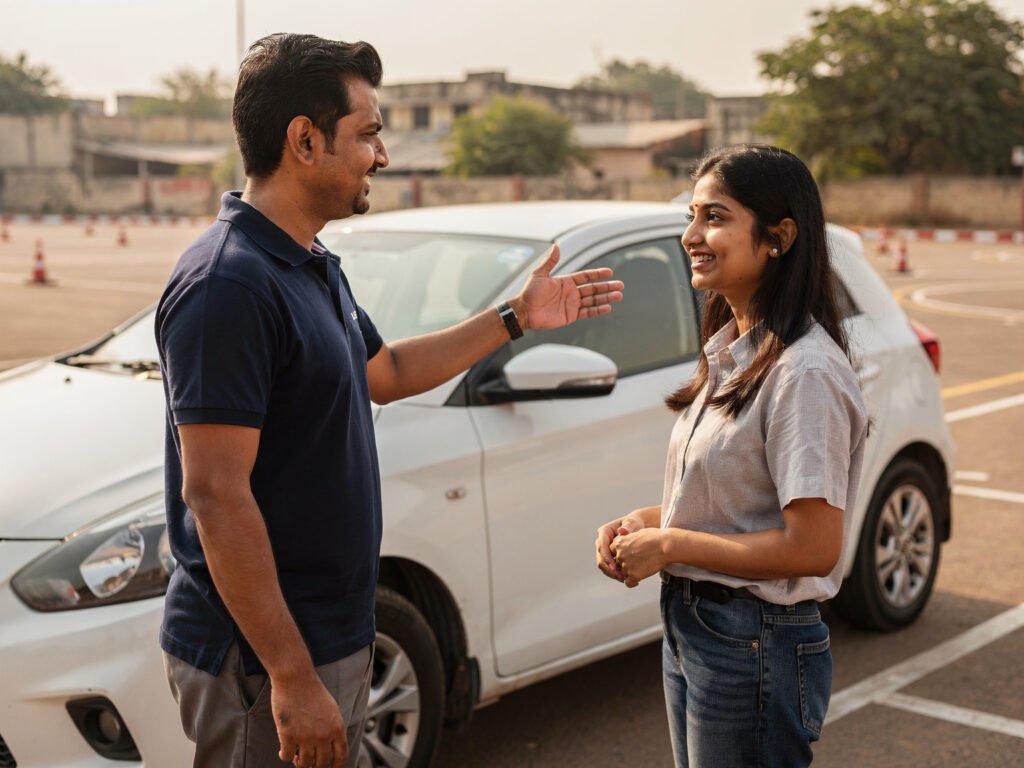 Instructor and student discussing a lesson